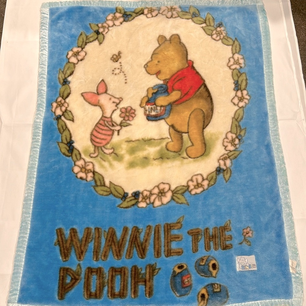 🧸💙 Vintage Winnie the Pooh Reversible Baby Blanket 💙🧸